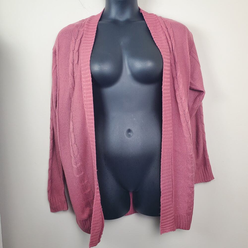 EVELYN TAYLOR | Open Front | Pink | Cardigan Sweater | Size XL